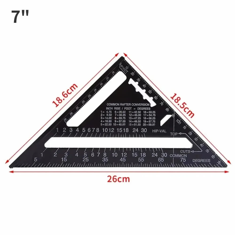 7''/12'' Square Measuring Tool Alloy Metal Triangle Ruler Protractor for Woodworking Carpenter
