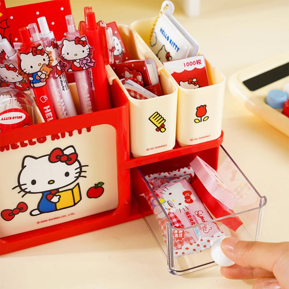 Genuine Sanrio Hello Kitty Desktop Stationery Mark Pen Holder Desk Organizers Shelves Bookshelf Home Office Storage Box