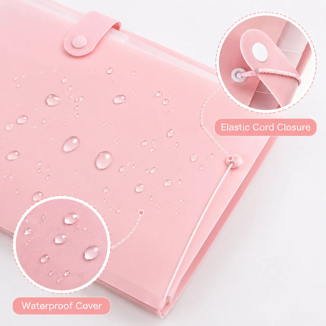 Accordion File Folder Waterproof 8 Pocket Document Organizer A4 Expanding File Folder for Office School Paper Storage Supplies
