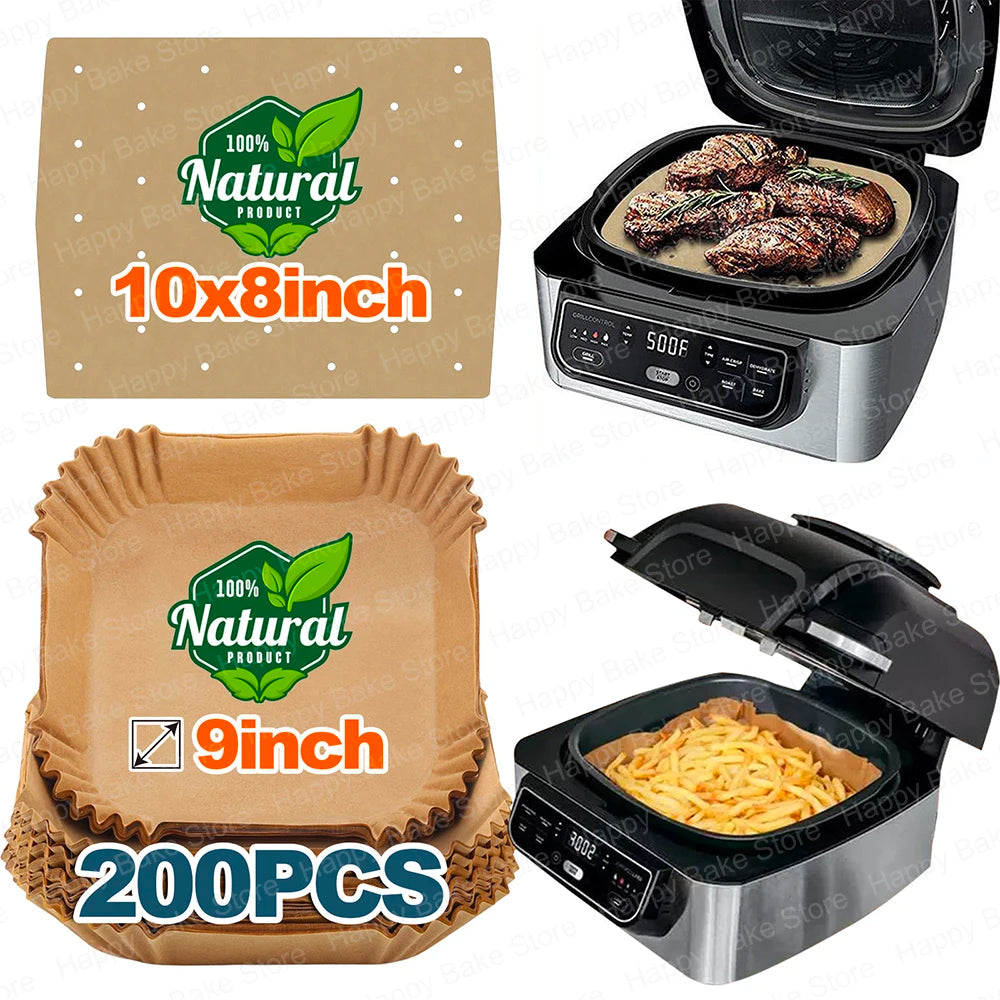 Air Fryer Unbleached Perforated Parchment Paper Sheets Mat & Square Baking Paper Liners Tray For Ninja Foodi Grill 5-in-1 AG301