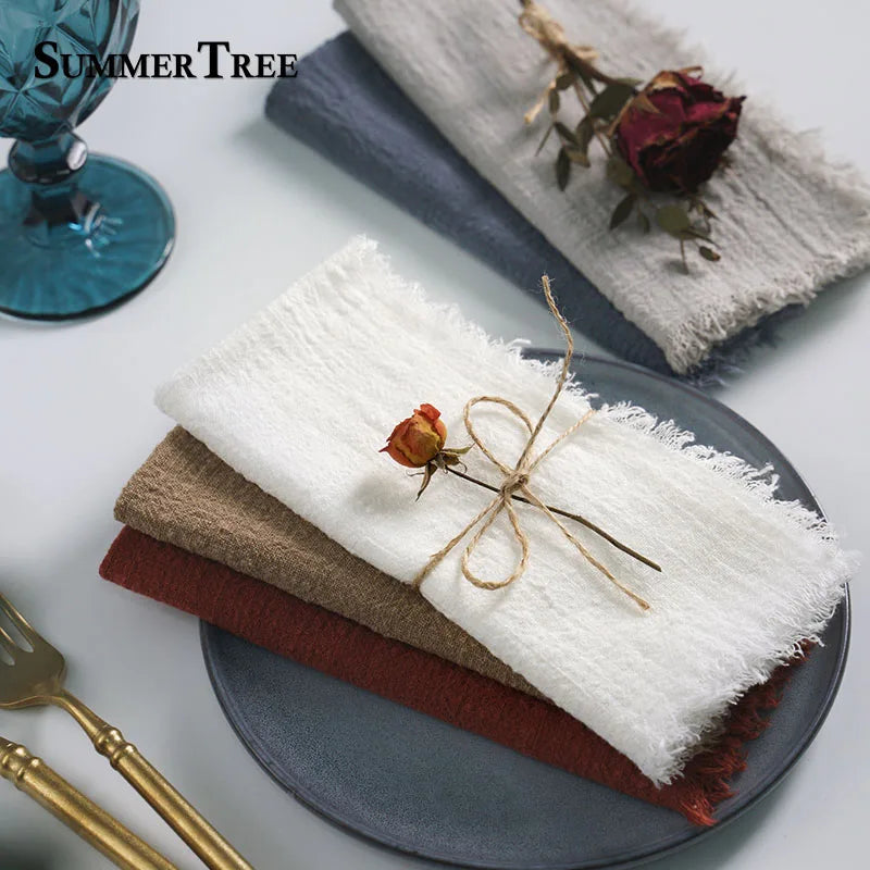 Napkin 41x41cm Cotton Cloth Gauze Retro Burr Rustic Kitchen Towel Dining Place Mat Wedding Party Dinner Mariage Table Decoration