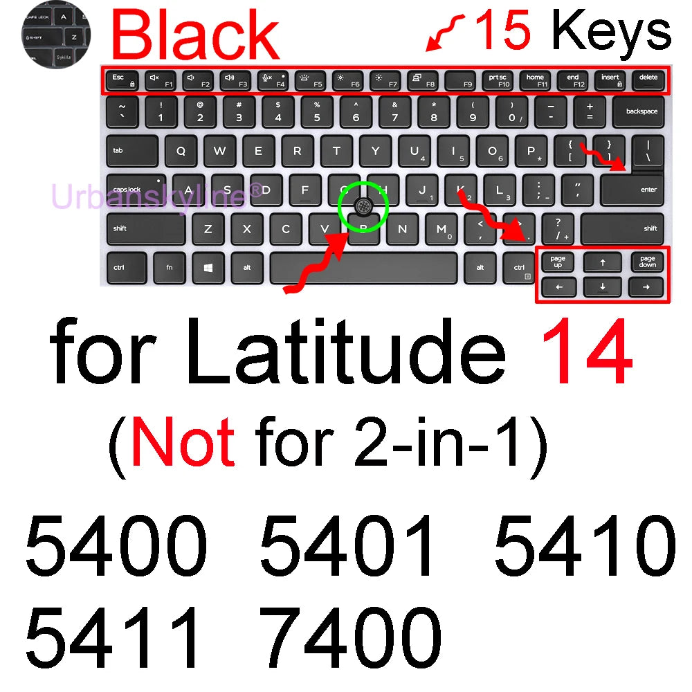 Keyboard Cover for Dell Latitude 14 7440 7450 7400 7404 7410 7414 7420 7424 7430 7480 7490 2 in 1 Silicone Protector Skin Case