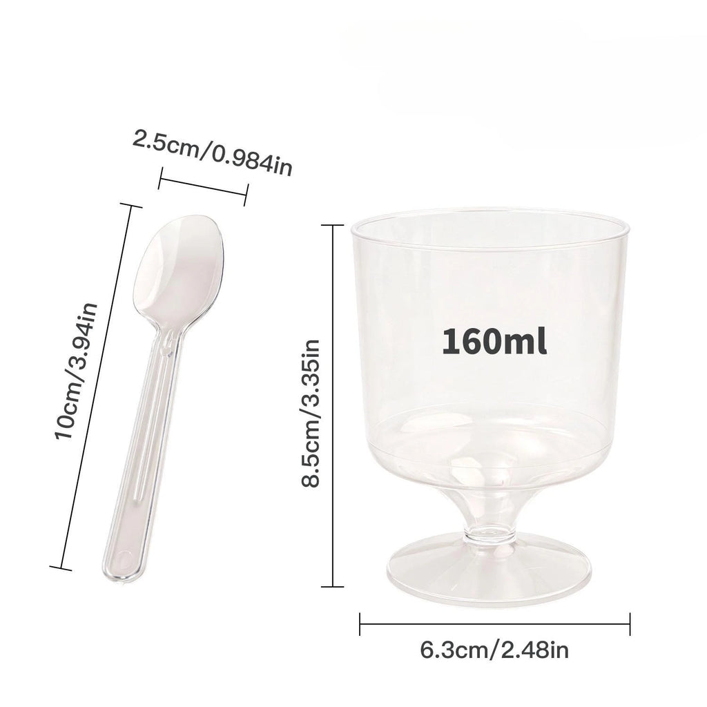 Disposable Plastic Cups with Spoons Transparent  DIY Dessert Cup Pudding Container for Ice Cream Cake Fruit Yogurt Snacks Bowls