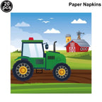  Green Tractor Birthday Party Supplies Farm Tractor Paper Plates Cup Napkins for Tractor Birthday Party Decoration Supplies