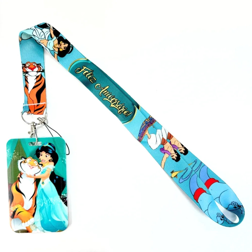 Disney's Credential Holder Mickey Mouse Lanyard Bear Phone Rope ID Card Badge Holder Princess Neck Strap Cartoon Keychain Gift