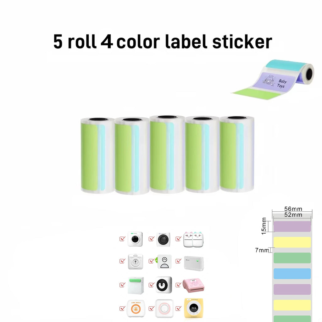 Thermal Mini Printer, Portable Inkless Sticker Maker,Bluetooth Free Cut Small Pocket Printer for Children DIY 57mm Photo Print