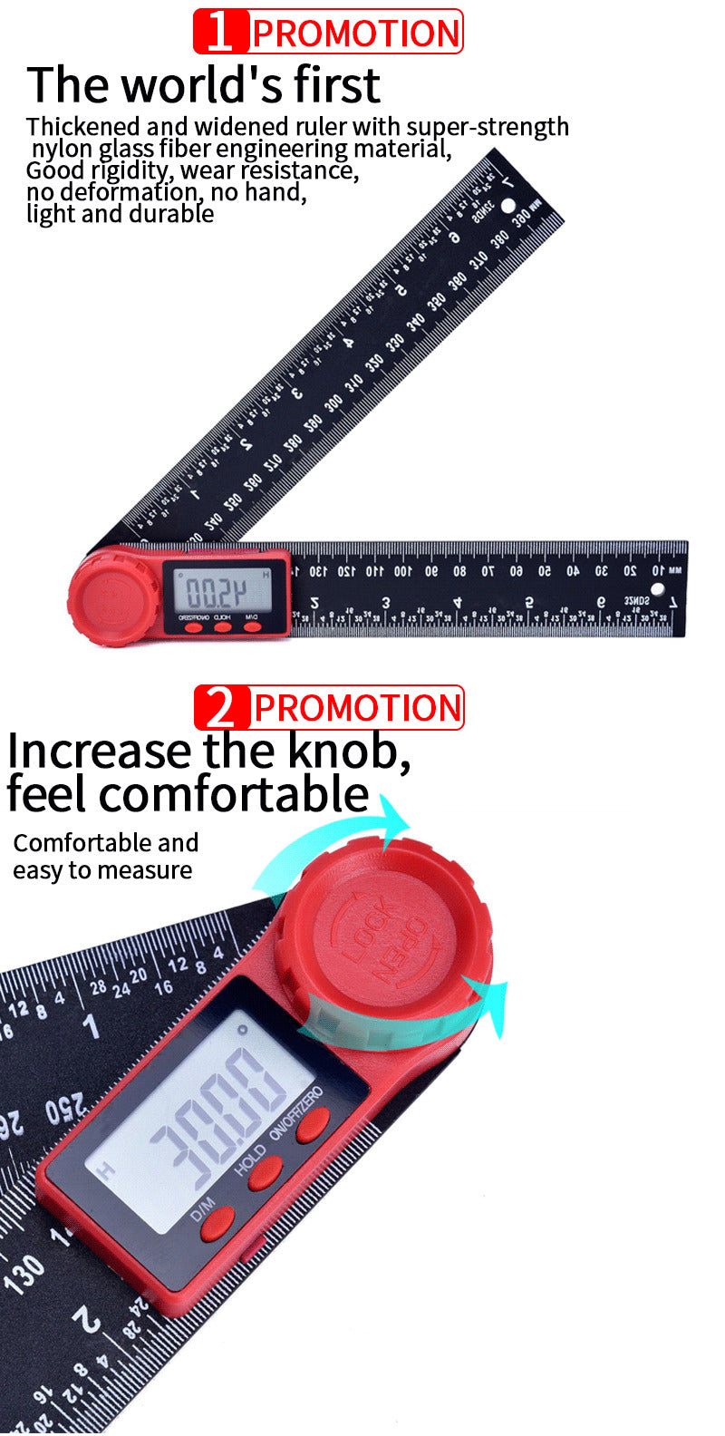 200mm 8'' Digital Angle Finder Ruler Protractor Inclinometer  Electron Goniometer  Angle Length Measuring Tool