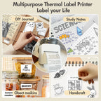 Inkless Thermal Label Printer Portable Bluetooth Pocket Label Maker Home Study with 1roll Stickable Label Paper PC Android IOS