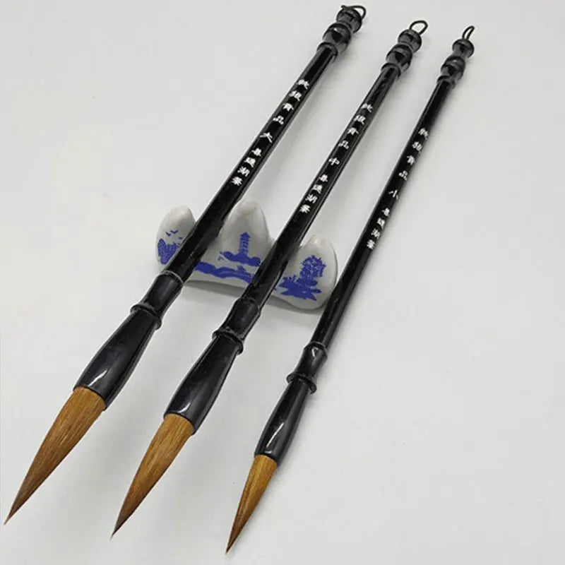 3Pcs Brown Weasel Hair White Woolen Writing Brush Chinese Calligraphy Brush Pen Writing Practice Supplies For Student