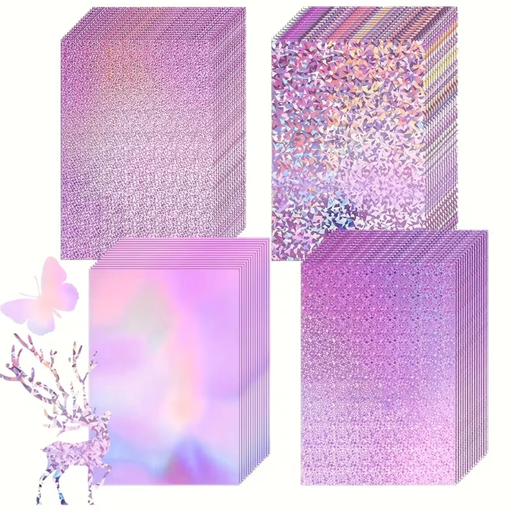 20 Sheets Holographic Cardstock 8.5 x 11, 250gsm Metallic Cardstock Glitter Shiny Iridescent Mirror Paper for Scrapbooking DIY