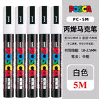 Posca White Marker Brush, Permanent Waterproof Non-fading High Gloss Mark Pens-Rock Art/Fabric Paint/Shoe Graffiti/Poster Making