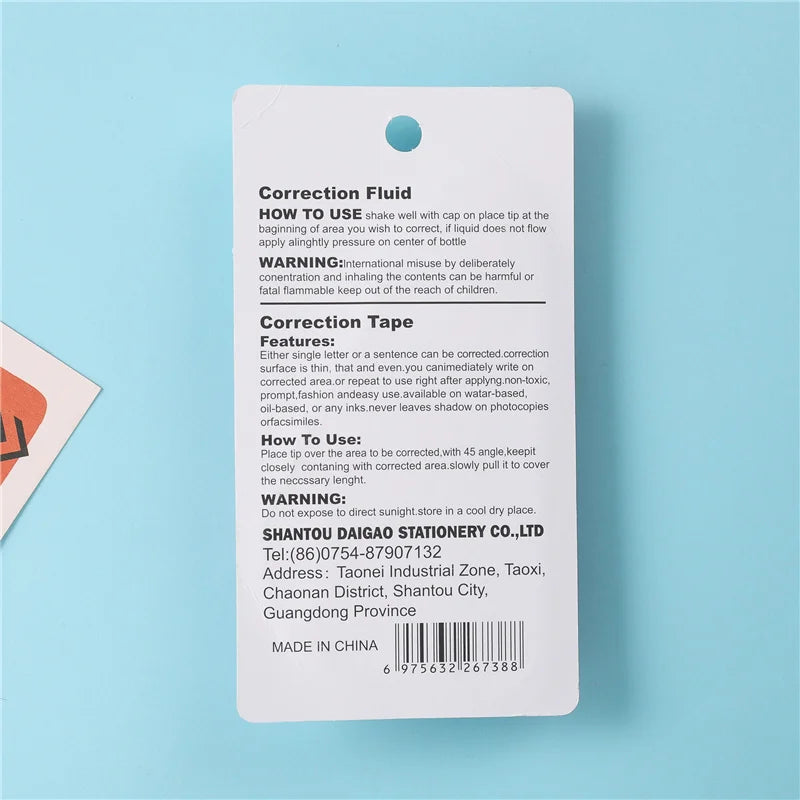 1 Correction Tape + 1 Correction Liquid Kawaii White Out Combo Quick Dry & Clean Finish Student Mistake Cover Tools Stationery