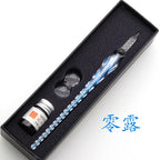 Crystal Glass Dipping Pen Gift Box Colorful Gold Powder Ink Signature Pen Set Creative Stationery Gifts For Friends Classmates