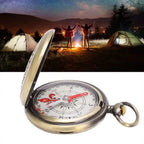 Brass Material Portable Pocket Compass Copper Gold Color Outdoor Compass Retro Style Luminous Display Camping Compass