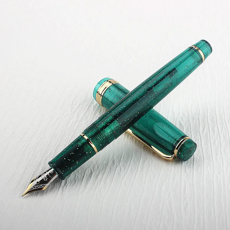 Jinhao 82 Fountain Pen Acrylic EF/F/M/Bent Nib Golden Trim with Converter Writing Pen