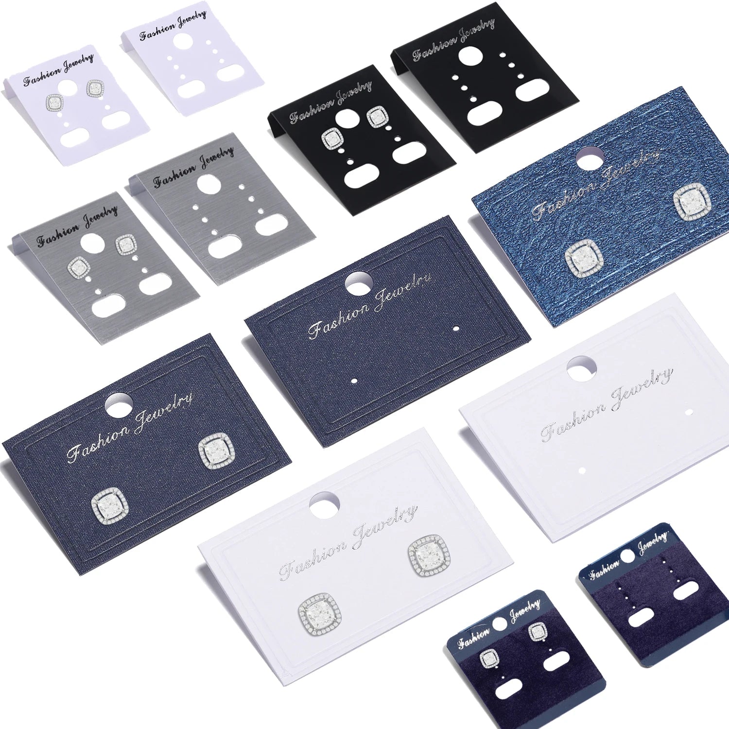 50/30pcs 3.5x3mm 5x3.5mm Earrings Necklaces Jewelry Plastic Display Cards Retail Price Tag Label Earring Stud Organizer Holder