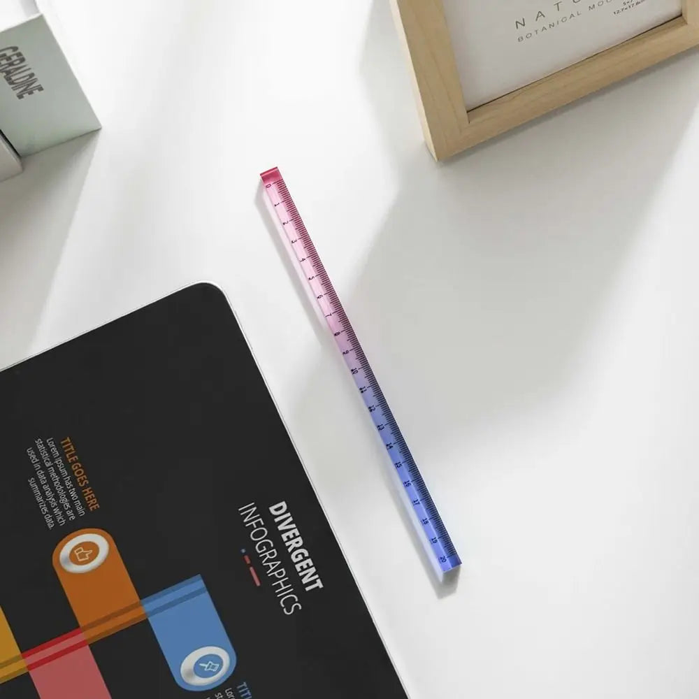 Transparent Straight Ruler High Quality 20CM Acrylic Scale Ruler Gradient Color Quadrangular Ruler Creative Stationery