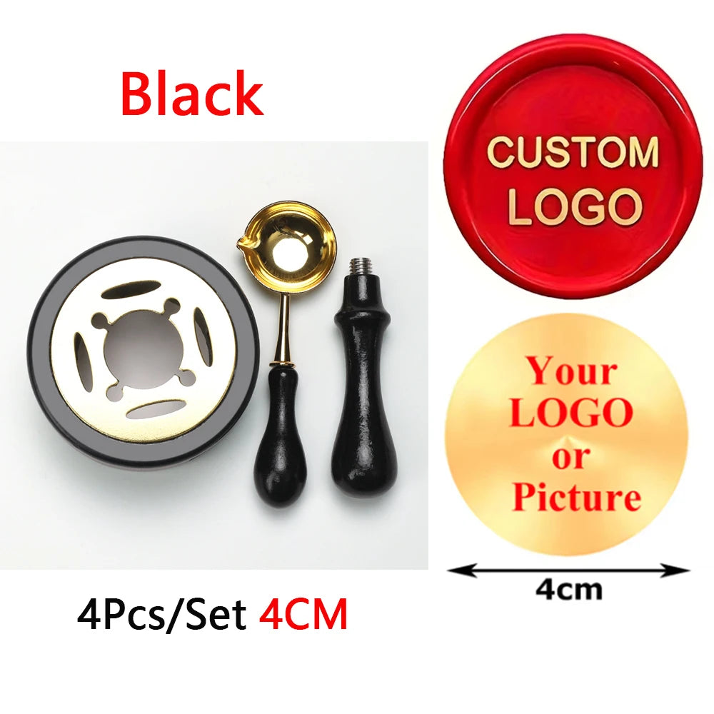 Custom Wax Seal Stamp Kit Personalized Image/LOGO Customized Wax Sealing Stamp with Melting Spoon set for Wedding Invitation Wax