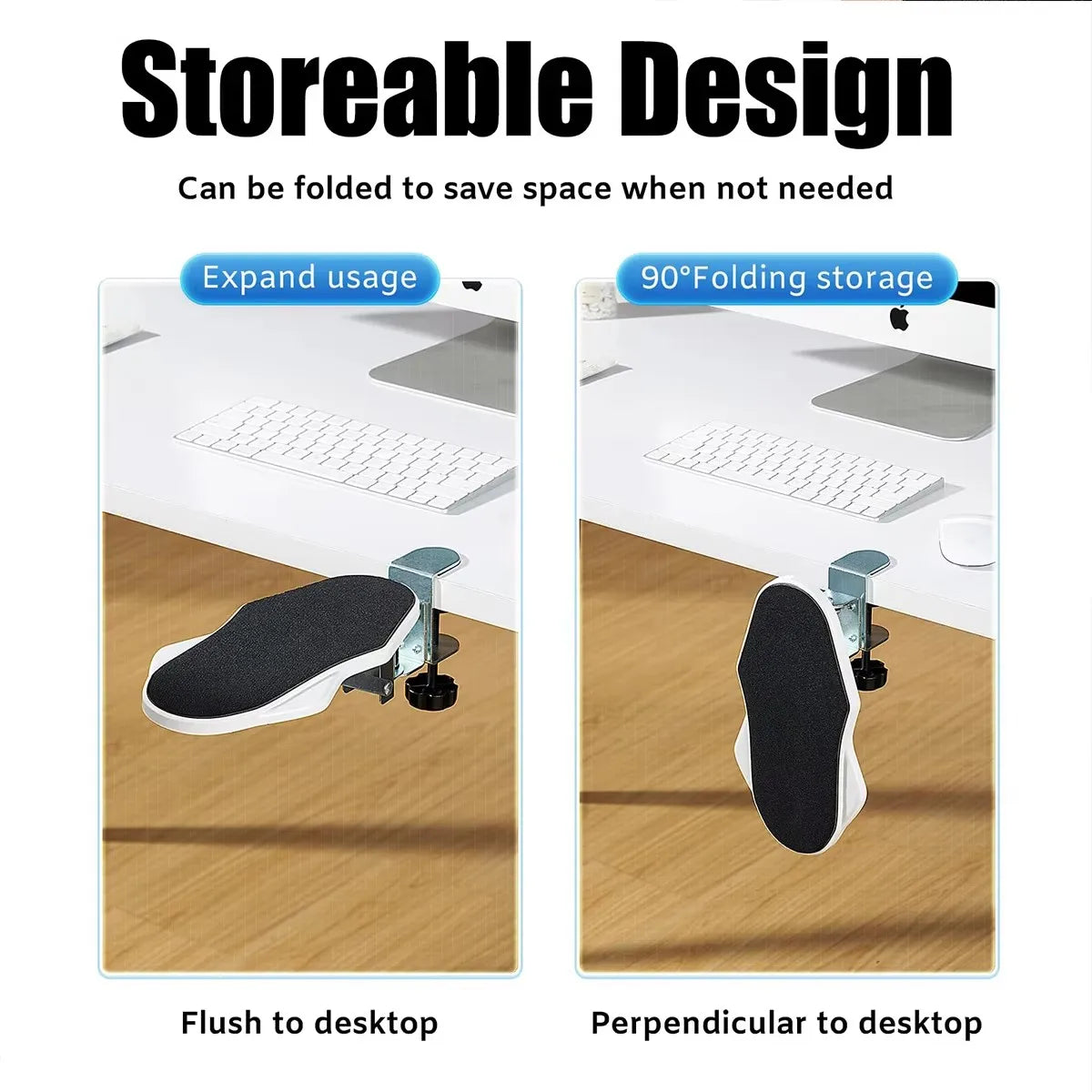Foldable Ergonomic Computer Desk Arm Rest Pad Wrist Rest Support For Keyboard Armrest Extender Rotating Mouse Pad Holder Rack
