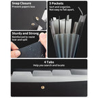 A4 Size Accordion File Folder 5 Pocket Filer Folder with Labels for Documents Paper Organizer for School Office