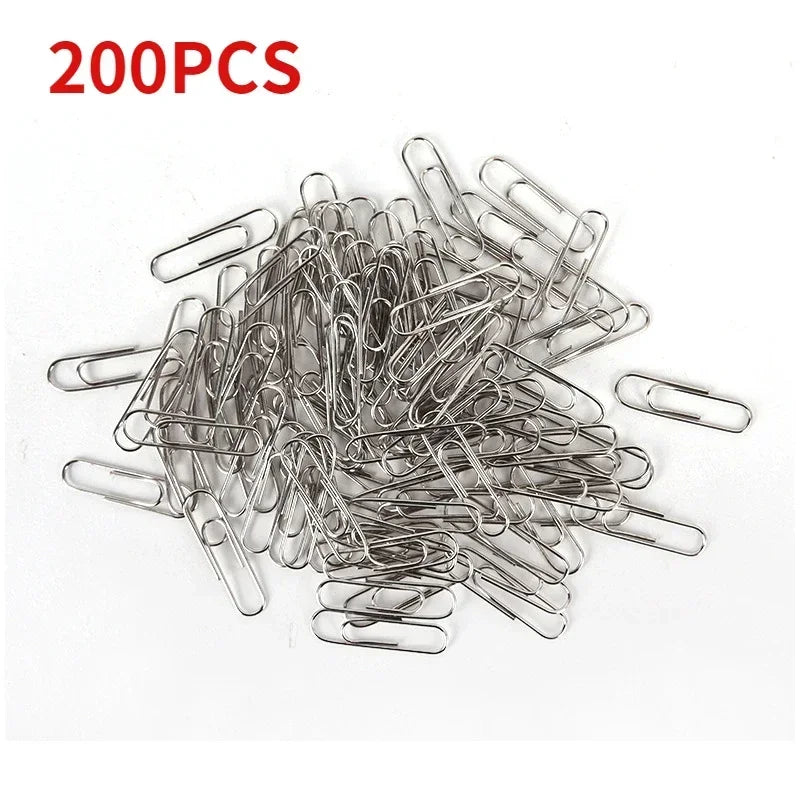 500/300/100/50PCS Metal Silver Paper Clips for Paperwork Stainless Steel Bookmark Paperclips Organizers Office School Supplies