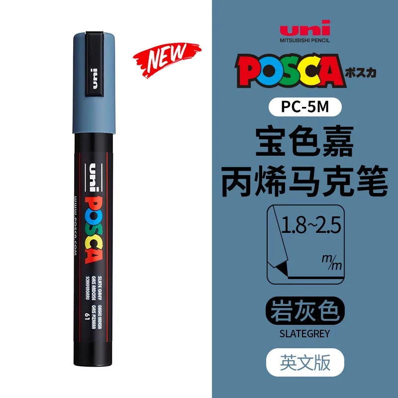 uni POSCA POP Water-Based Marker,Assorted Colors PC-1M/3M/5M 0.7~2.5mm Tips Professional Acrylic Paint Pen for Artists&Designers