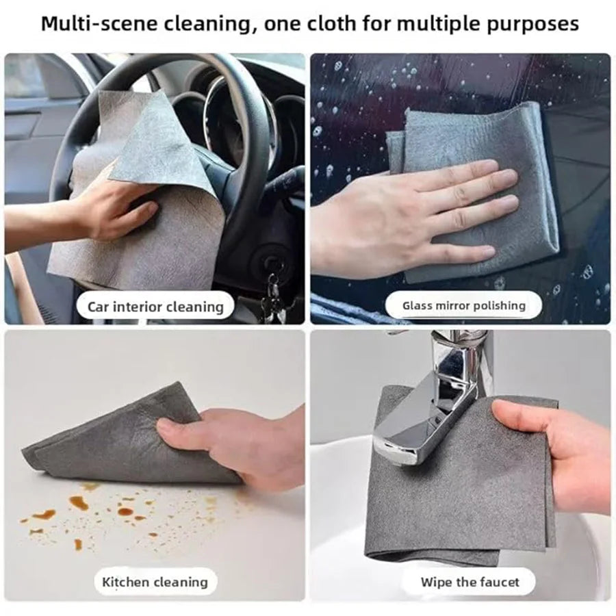 1/5 Magic Cleaning Cloth, Microfiber Glass Cleaning Towel, Reusable, Washable, Lint-Free, Suitable for Kitchen Glass and Cars