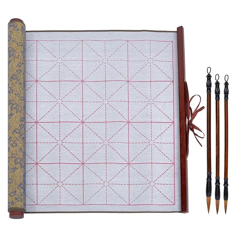 NEW-Reusable Water Writing Magic Cloth Inkless Chinese Calligraphy Set Of 3 Traditional Calligraphy Writing Brush Pens