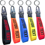 Personalized Keyrings Name Embroidered Keychain Wrist Strap Car Key Tag Custom