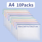 5/10/20/30PCS Mesh Zipper Pouch Document Bag Waterproof Zip File Folders A4 A5 Size Office School Supplies Document Storage Bags
