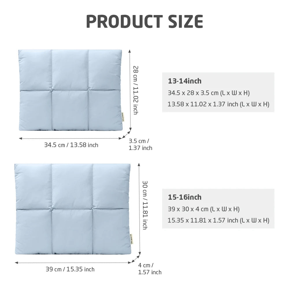 Puffy 13 14 Inch Laptop Sleeve Quilted Padded Computer Cover Bag for Women 14 16 inch Laptop Carrying Case for Macbook Air Pro