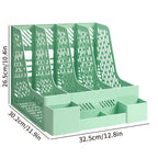 1pc Desktop File Organizer with 4 Compartments PP Material Detachable Space-Saving Office Supplies Document Sorting Storage Box