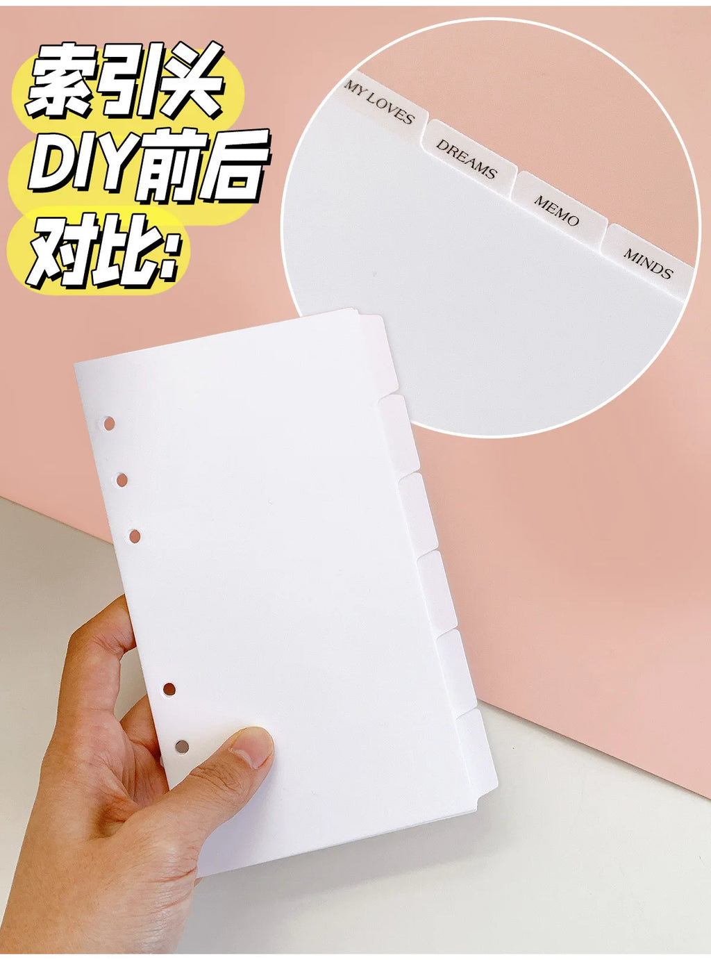 A5/A6 6 Sheets Binder Paper Dividers Page Dividers Notebook Dividers Binder Tabs Dividers Plastic Tabs Dividers Tabs for Binder