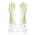 Waterproof Rubber Latex Velvet Gloves, Durable, Cleaning, Washing Clothes, Household, Kitchen, Winter