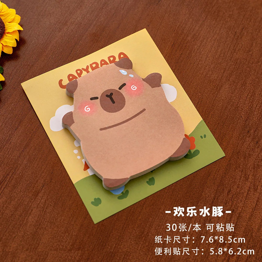 30Sheets Capybara Alien Memo Pads Simple Scrapbooking Sticker School Supplies Post Sticky Notes Office Stationery