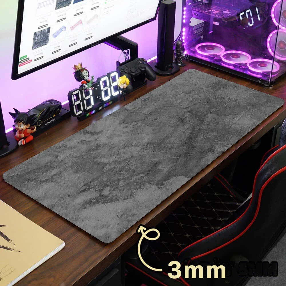 Large size table mat HD printing anti-slip design xxl desktop keyboard table mat gray series game mouse pad lock edge