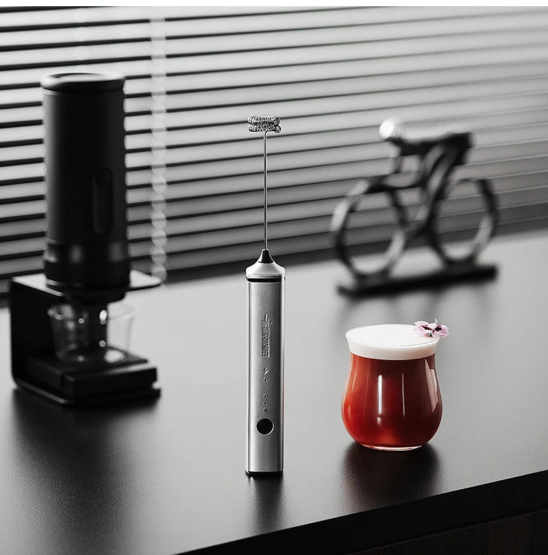 MHW-3BOMBER Electric Milk Frother Dual Whisk Heads Handheld Foam Maker Type-c Rechargeable Coffee Latte Cappuccino Mixer