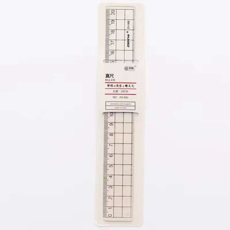20CM Minimalist Unprinted Straight Edge Transparent Square Acrylic Plastic Multifunctional Student Scale Stationery Supplies