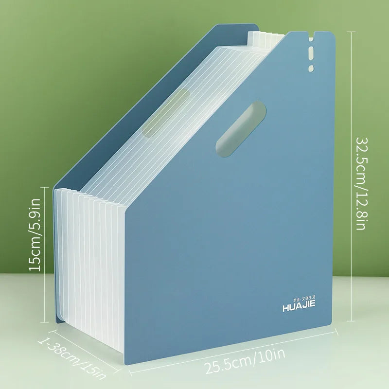 HUAJIE Expandable 13-Pocket A4 Accordion File Organizer - Large Capacity, Durable PP Material, for Office and School Storage