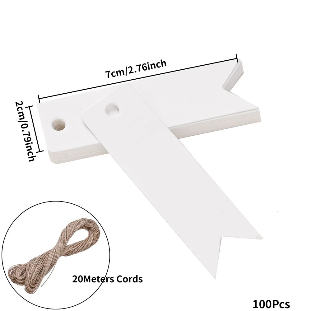 Kraft Paper Tags With Strings Handmade With Hang Garment Tags For Jewelry Crafts Price Candy/Gift/Cookies Display Label Card