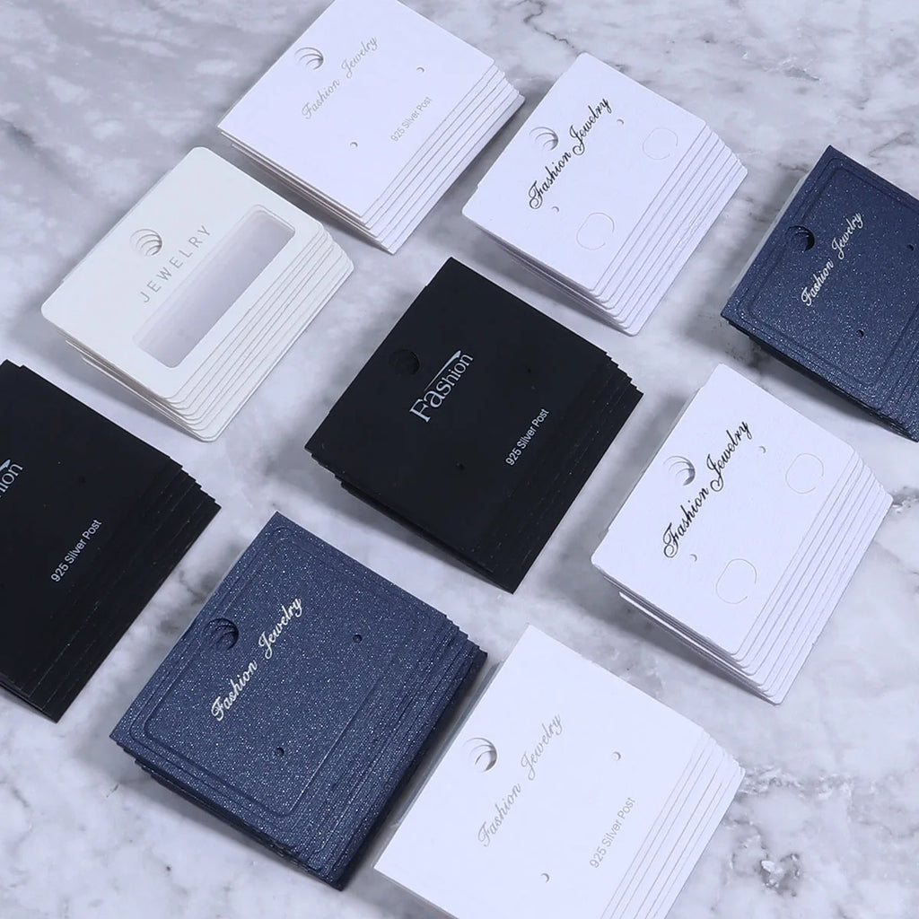 20Pcs/lot Earring Display Cards Earrings Packaging Card Hanging Hook 925/Blank Silver Mark Jewelry Storage Price Tag Supplies