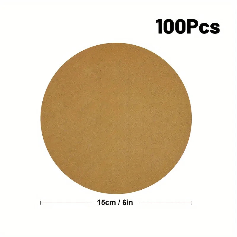 100pcs Round Parchment Papers (6''/8''/9'')  Non-Stick Precut Cake Pan Parchment Liners, For Baking Steaming Air Fryer