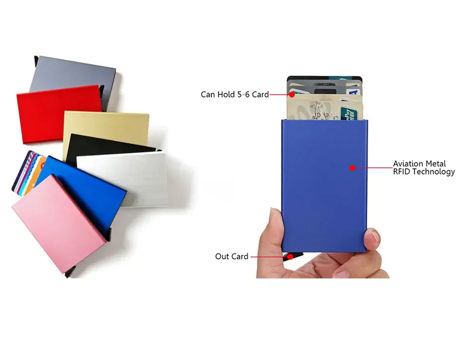 Rfid Metal Credit Card Holder Luxury Men Minimalist Wallet Cardholder Case Bag Business Supplies Card Storage Box Organizer Mini