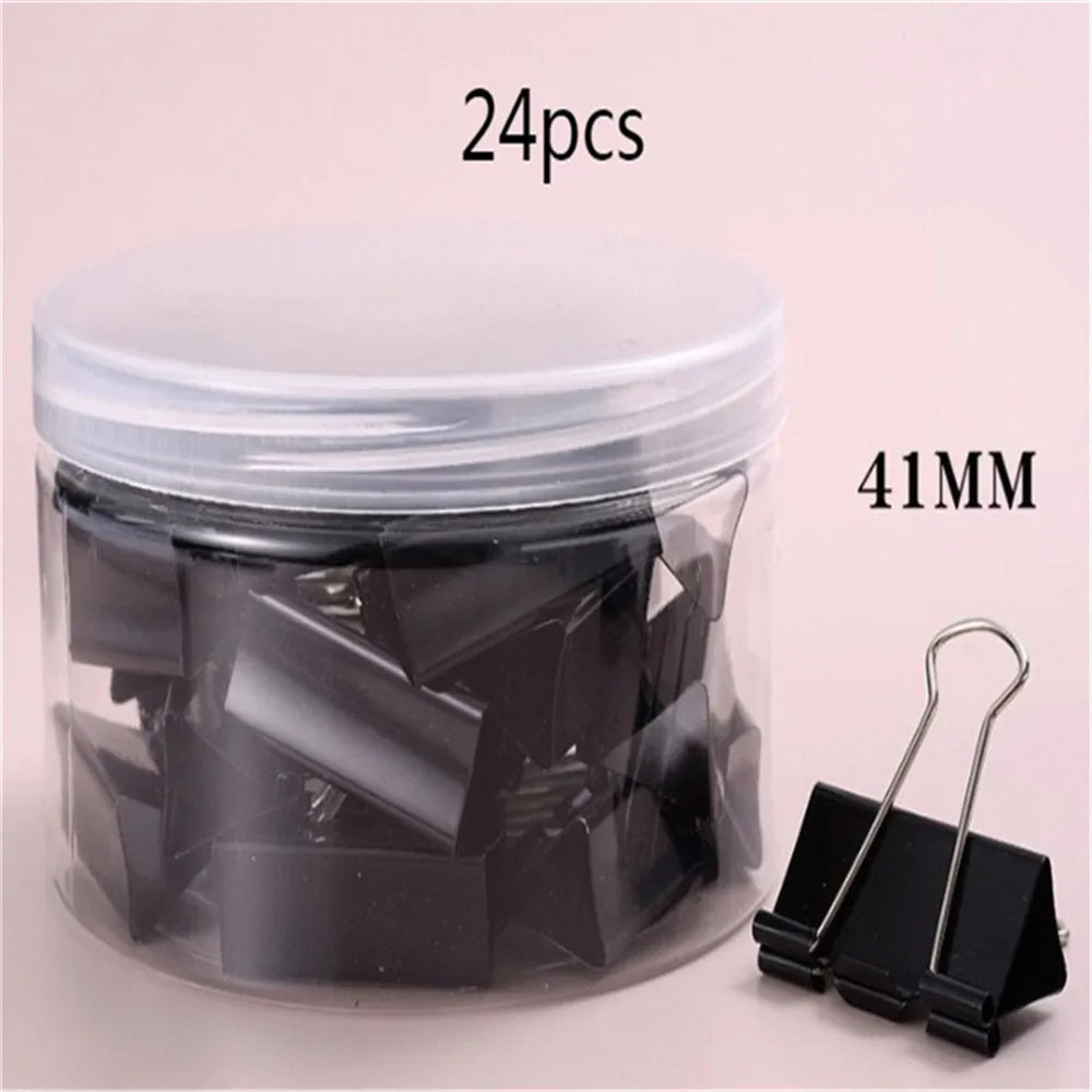 15mm/19mm/25mm/32mm/41mm/51mm Black Metal Binder Clips Long Tail Clip Folder Bookmark Paper Ticket Clip