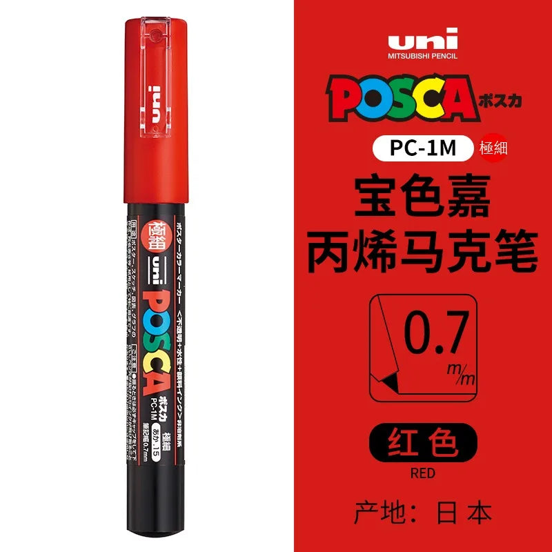 uni POSCA POP Water-Based Marker,Assorted Colors PC-1M/3M/5M 0.7~2.5mm Tips Professional Acrylic Paint Pen for Artists&Designers