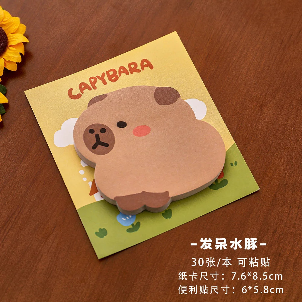 30Sheets Capybara Alien Memo Pads Simple Scrapbooking Sticker School Supplies Post Sticky Notes Office Stationery