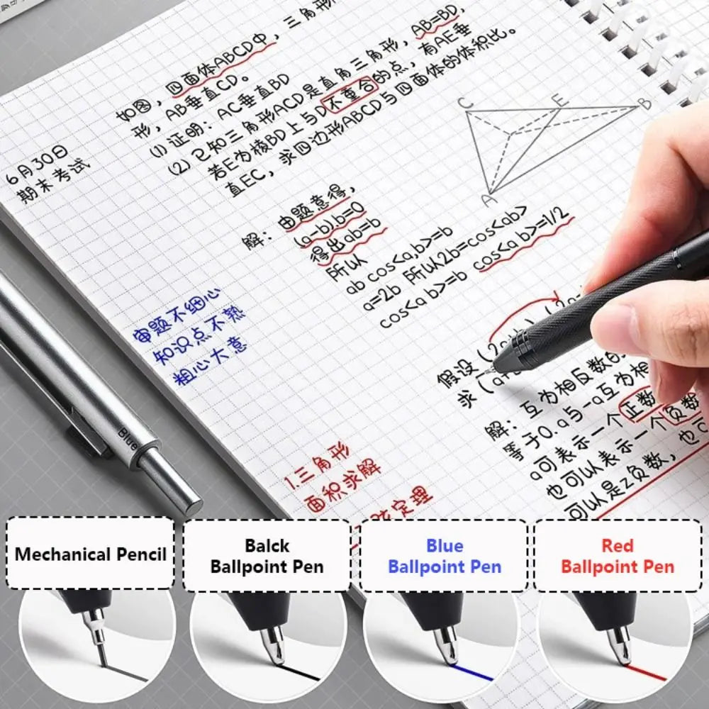 Fashion Metal Gravity Sensor Pen 4 in 1 Press Type 3Colors Ballpoint Pen Mechanical Pencil School Office