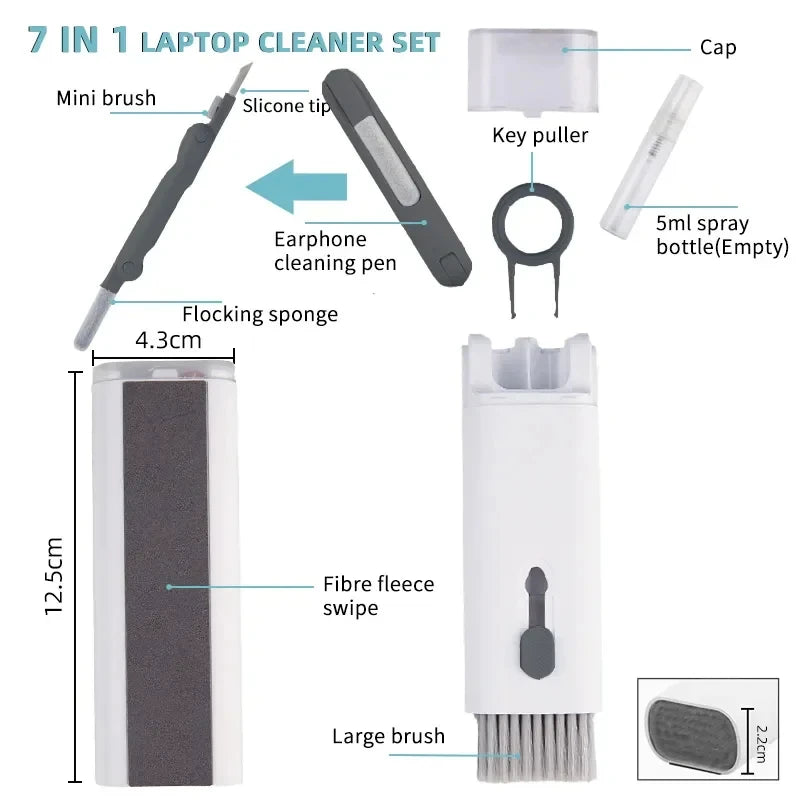 7-in-1 Multifunctional Cleaning Kit Laptop Keyboard Cleaning Brush Mobile Phone Screen Cleaning Bluetooth Headset Cleaning Pen
