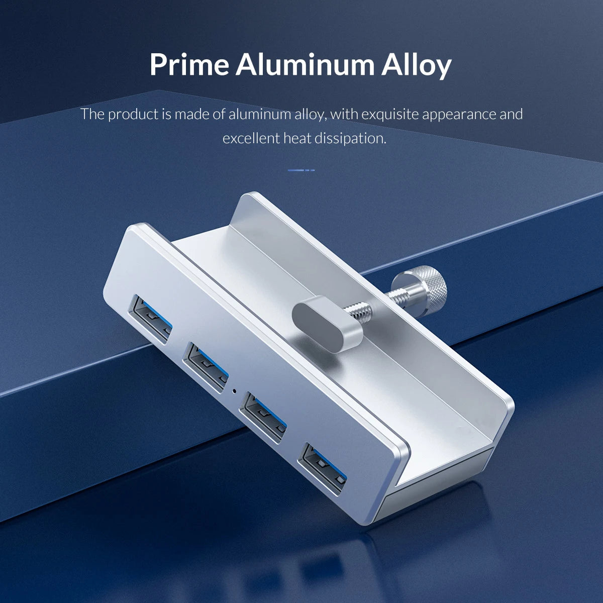 6-IN-1 Black Clip Dock 5Gbps USB 3.0 HUB Aluminum Alloy External Multi USB Splitter Adapter for Laptop Desktop with TF Card Slot