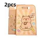 Vertical Accordion File Folder with Capybara Cartoon Print, Large Capacity for Test Papers, Student Tote Bag with Handle